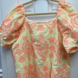 Lilly Pulitzer Large Blouse Lettie Gingham Seersucker new Tags